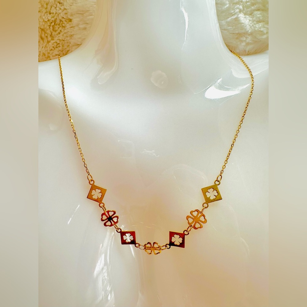 Clover Station Necklace.  💛 Real 18 Karat(18k) Solid Gold Jewelry